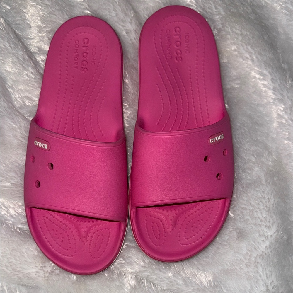 Crocs Pink Slide Sandals size 9